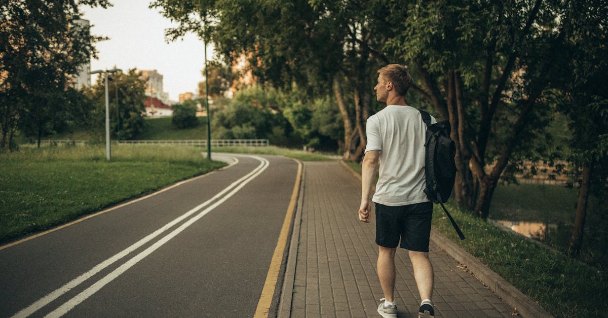 A person walks down a silhouetted suburban street at sunset, showcasing urban tranquility.